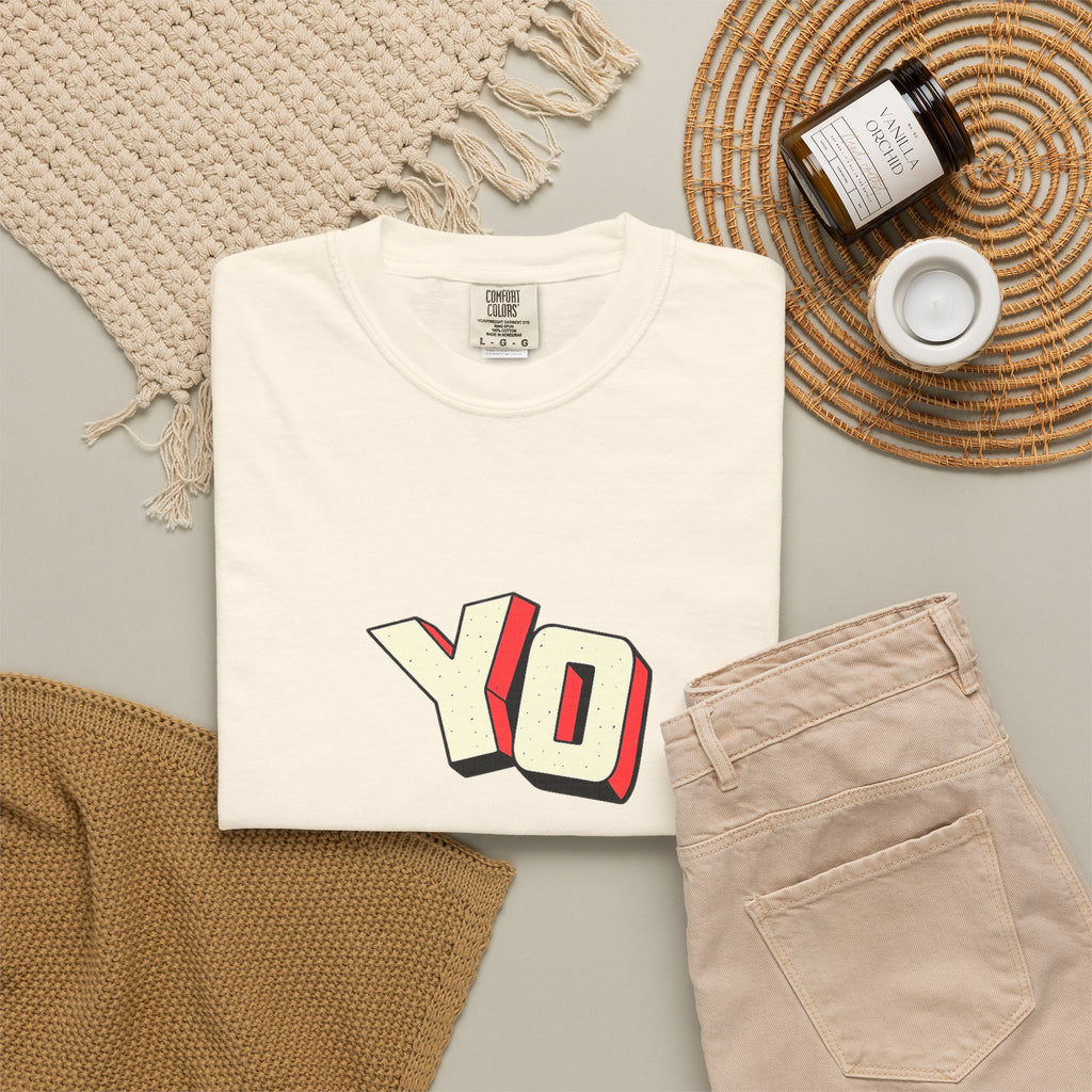 Yo Graphic T-Shirt — Retro 3D Lettering Tee