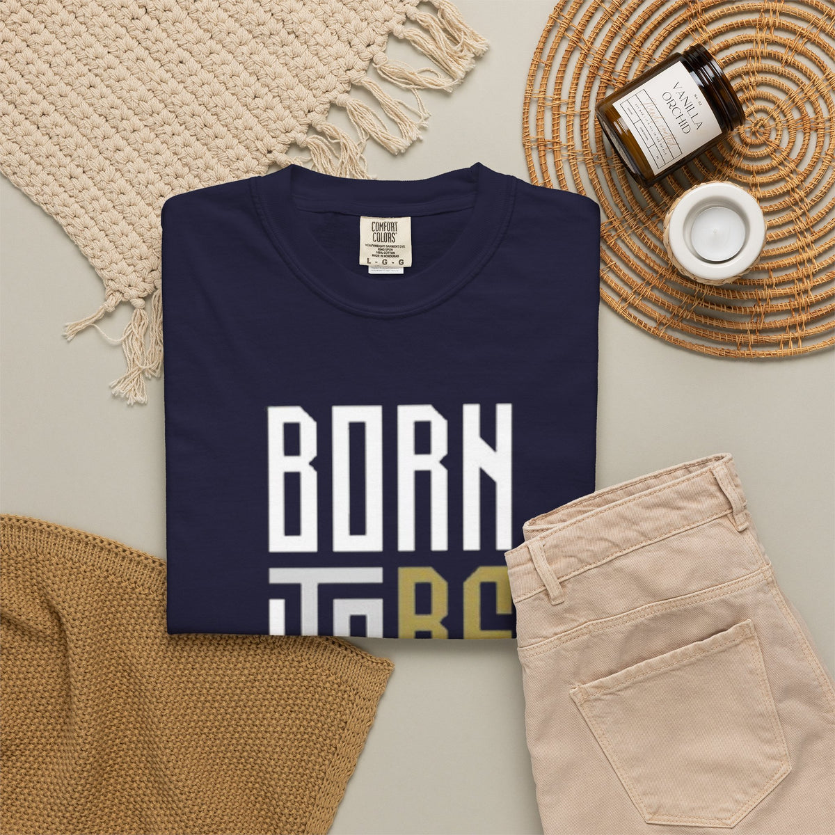 T-Shirt — "Born To Be Untile" Bold Vertical Typography Tee