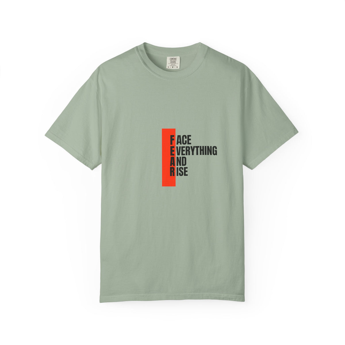 Motivational T-Shirt — "FEAR: Face Everything And Rise" Bold Red Accent