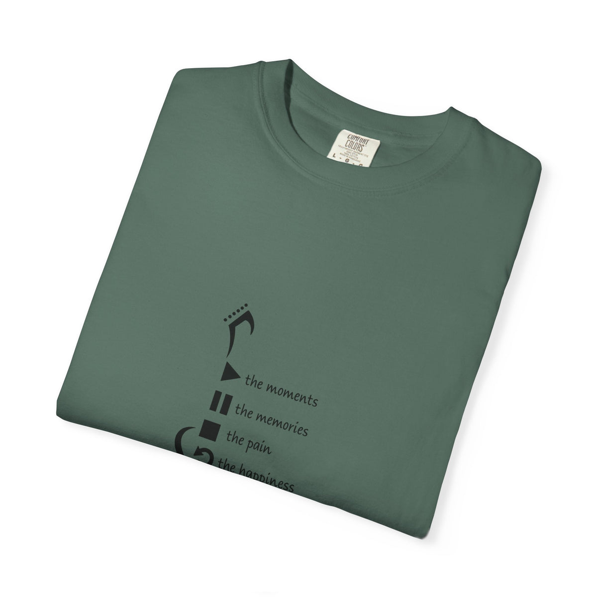 Guitar Silhouette Tee — "Our Moments, Our Memories, Our Music, Our Happiness"