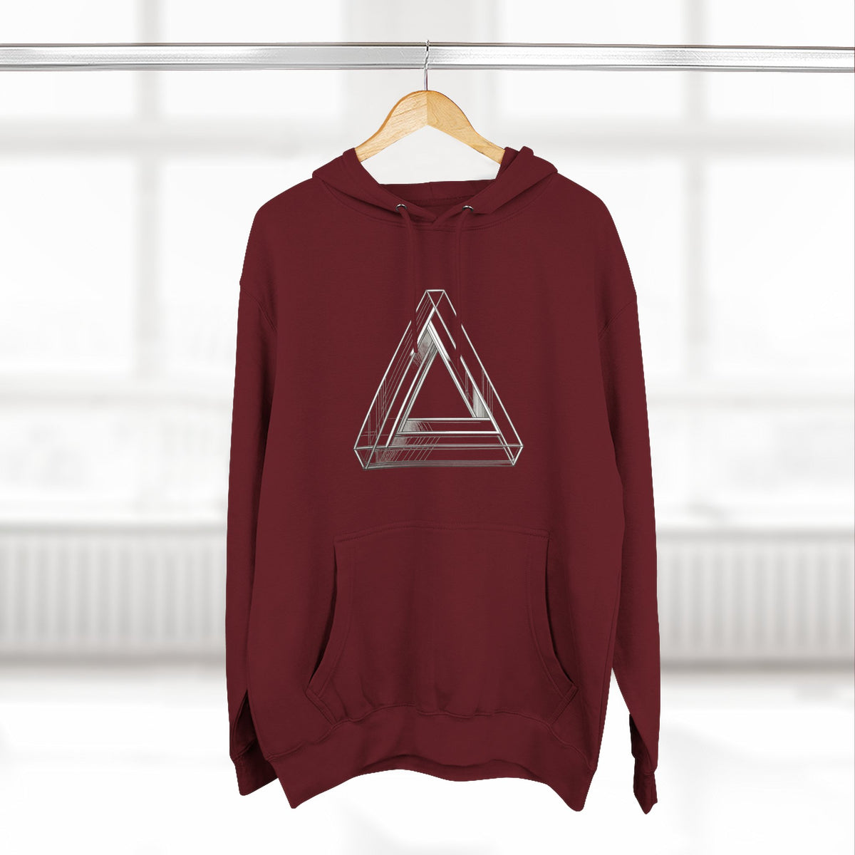 Minimal Geometric Triangle Hoodie — Three-Panel Illusion Design