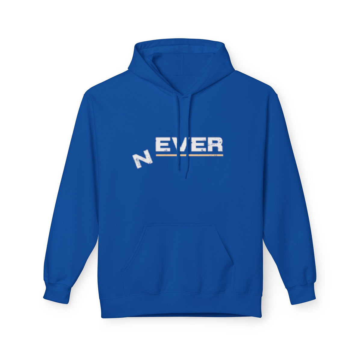 Never Typography Hoodie — Brown Casual Graphic Pullover