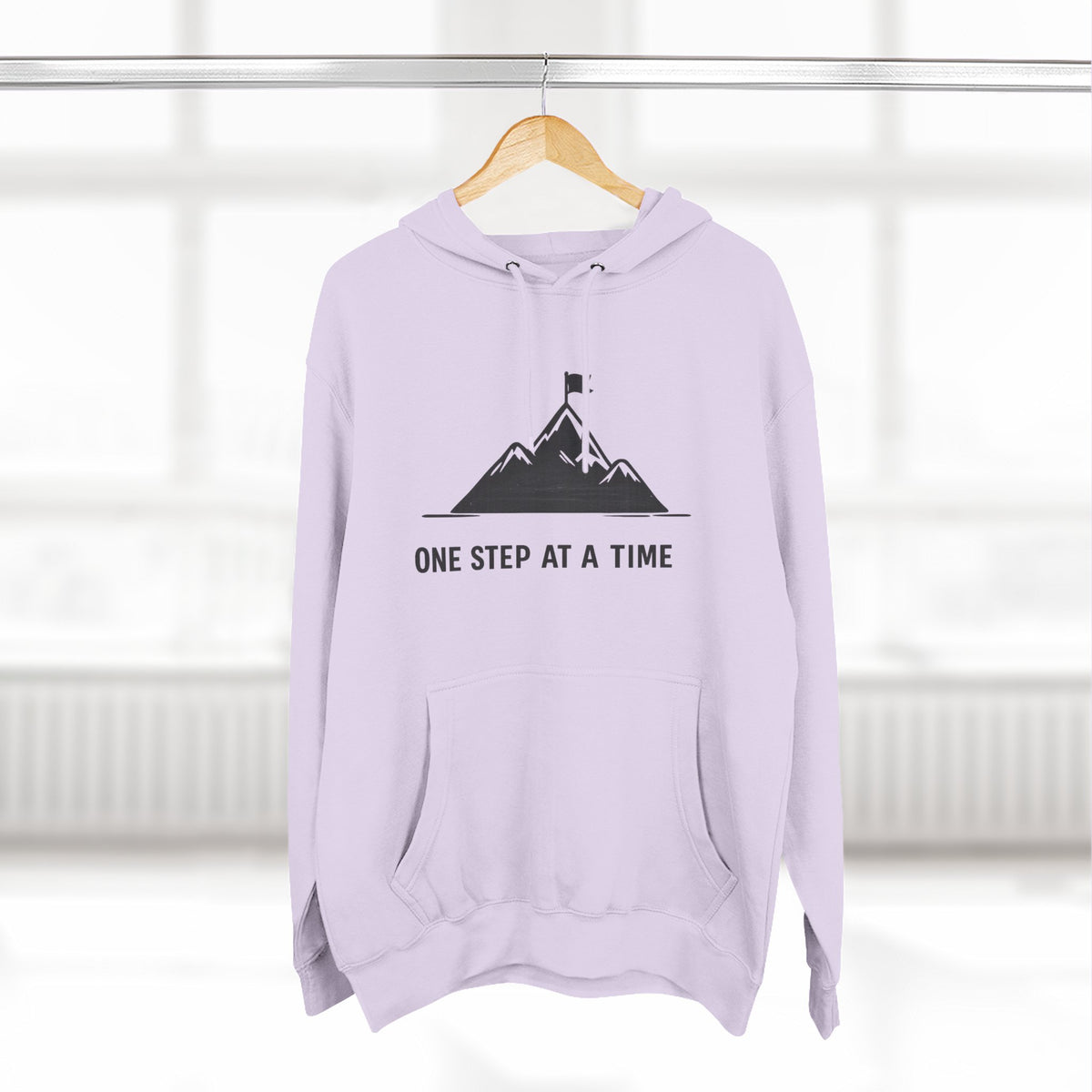 Hoodie - 'One Step at a Time' Mountain Graphic Fleece Hoodie