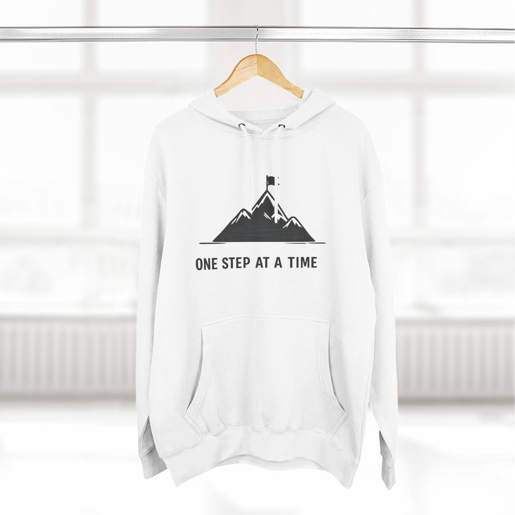 Hoodie - 'One Step at a Time' Mountain Graphic Fleece Hoodie
