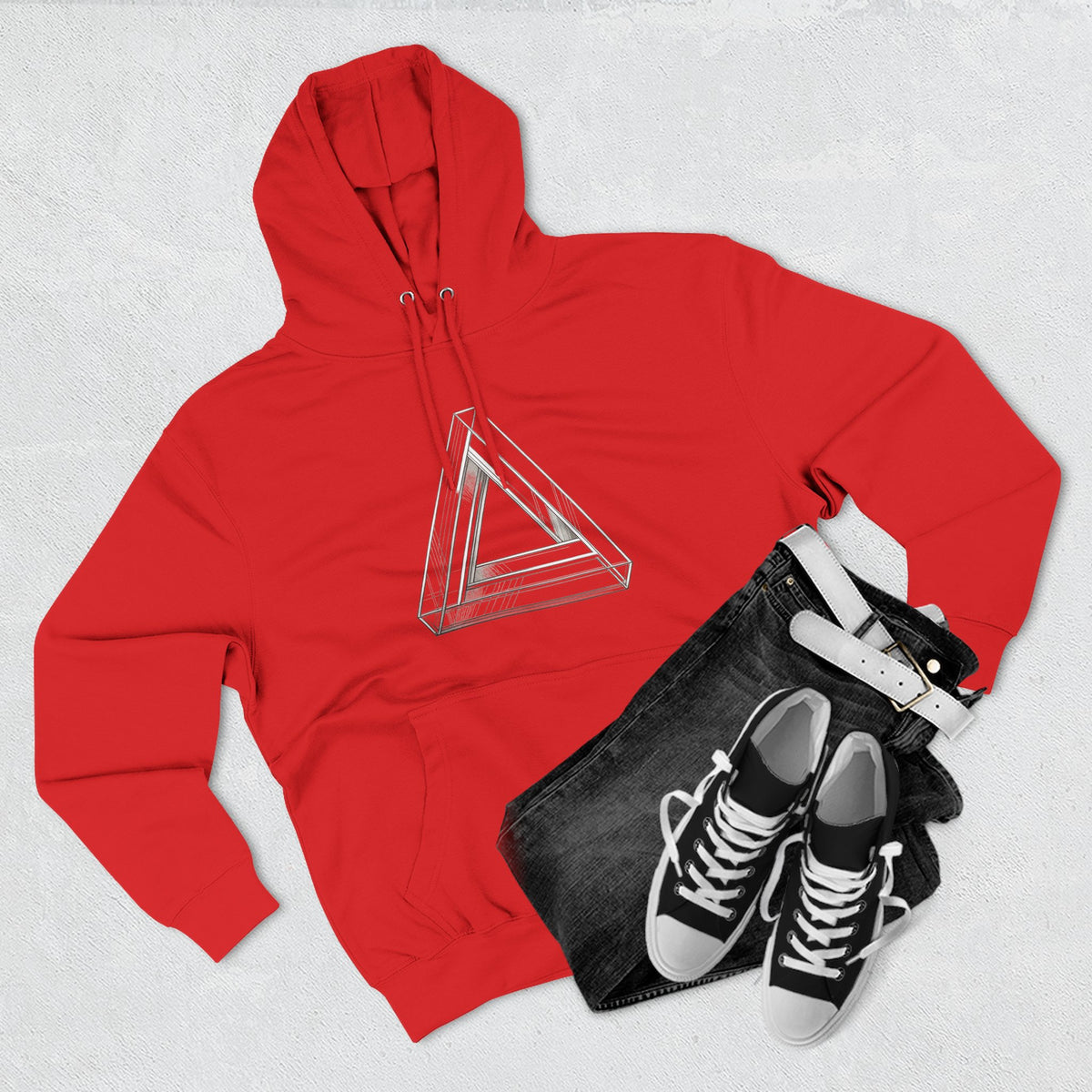 Minimal Geometric Triangle Hoodie — Three-Panel Illusion Design