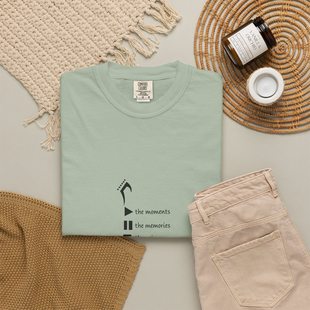 Guitar Silhouette Tee — "Our Moments, Our Memories, Our Music, Our Happiness"