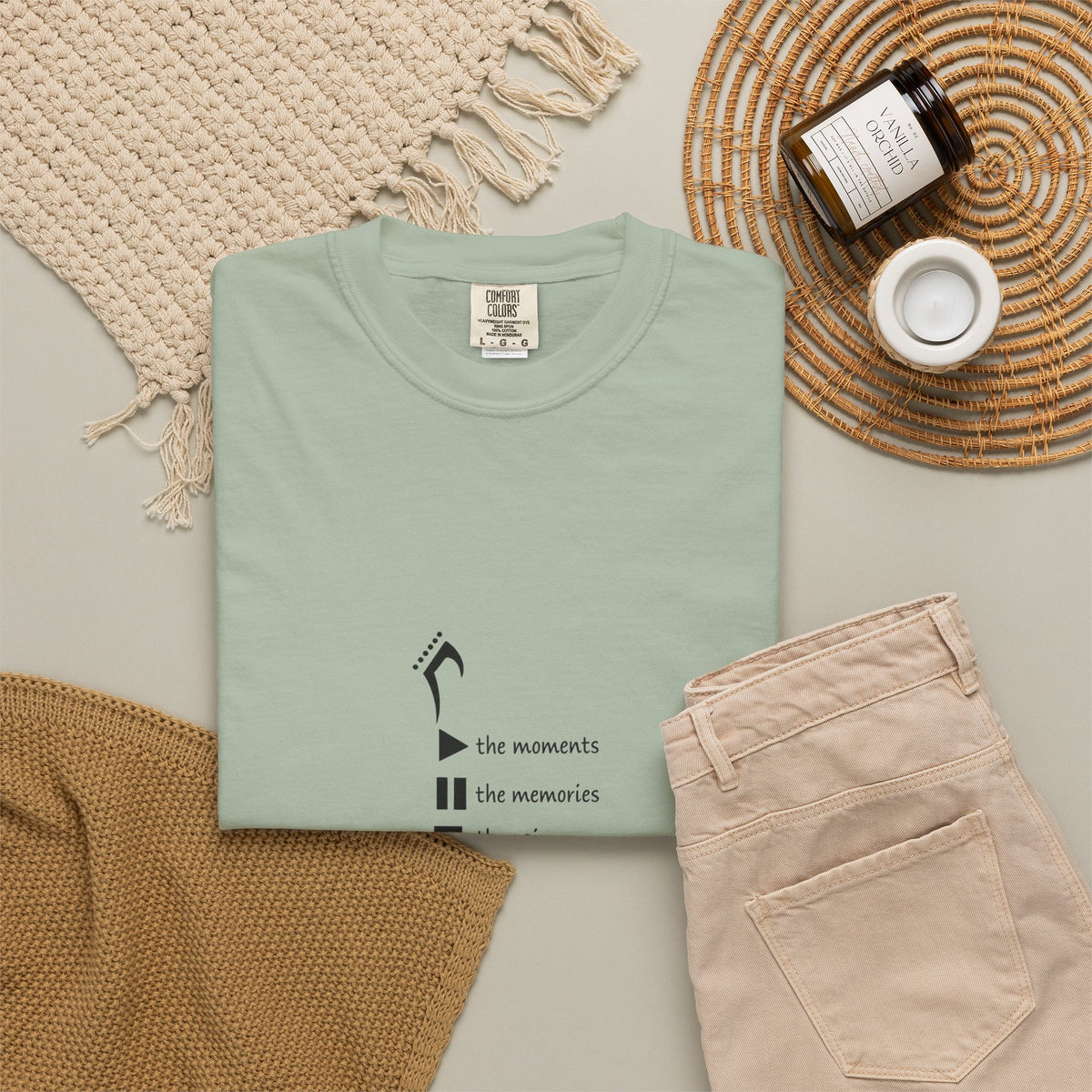 Guitar Silhouette Tee — "Our Moments, Our Memories, Our Music, Our Happiness"