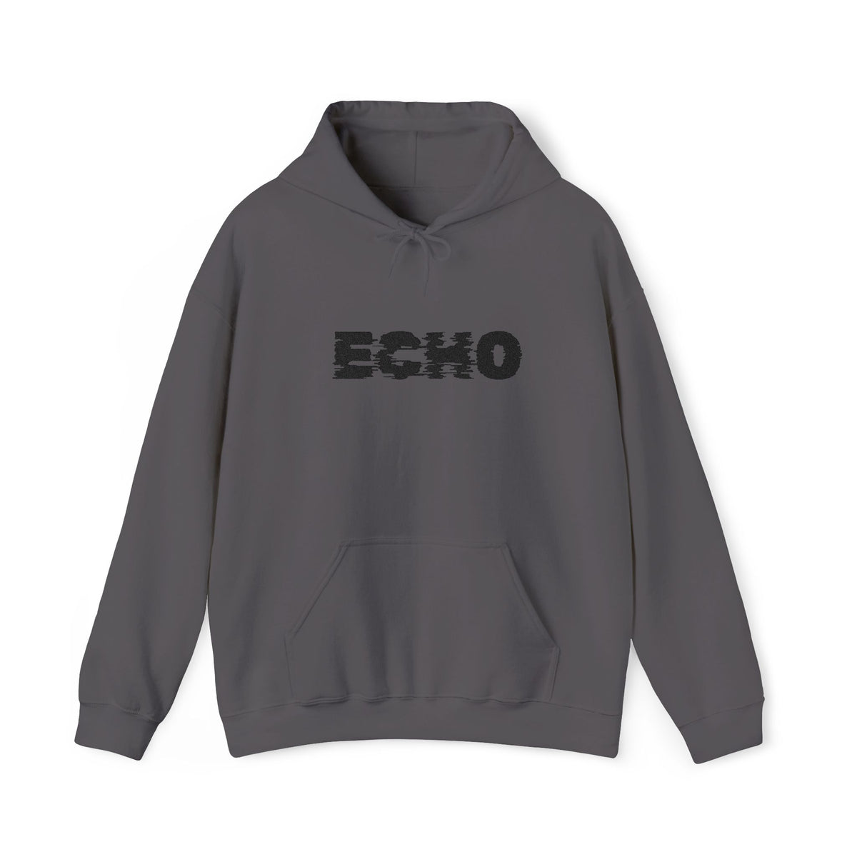Echo Distressed Logo Hoodie — Retro Grunge Streetwear Pullover