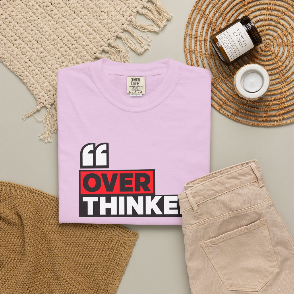 Overthinker Graphic T-Shirt — Bold Red & Black Text Tee