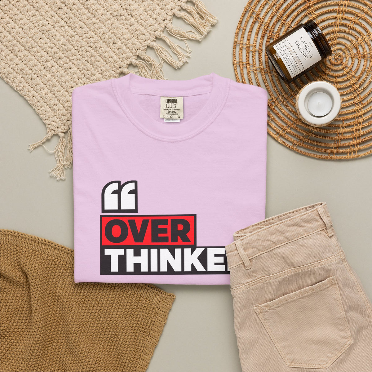Overthinker Graphic T-Shirt — Bold Red & Black Text Tee