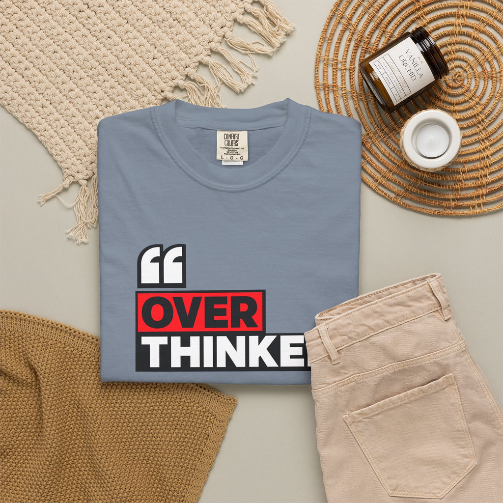 Overthinker Graphic T-Shirt — Bold Red & Black Text Tee
