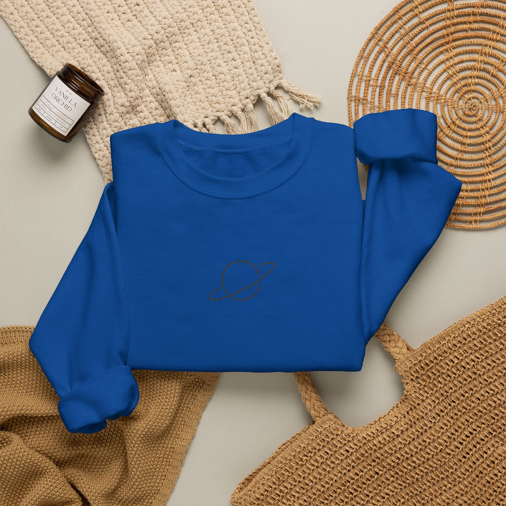 Minimal Planet Crewneck Sweatshirt Embroidered