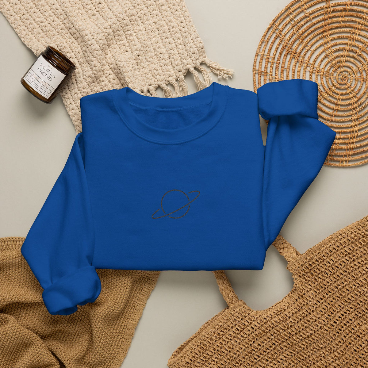 Minimal Planet Crewneck Sweatshirt Embroidered