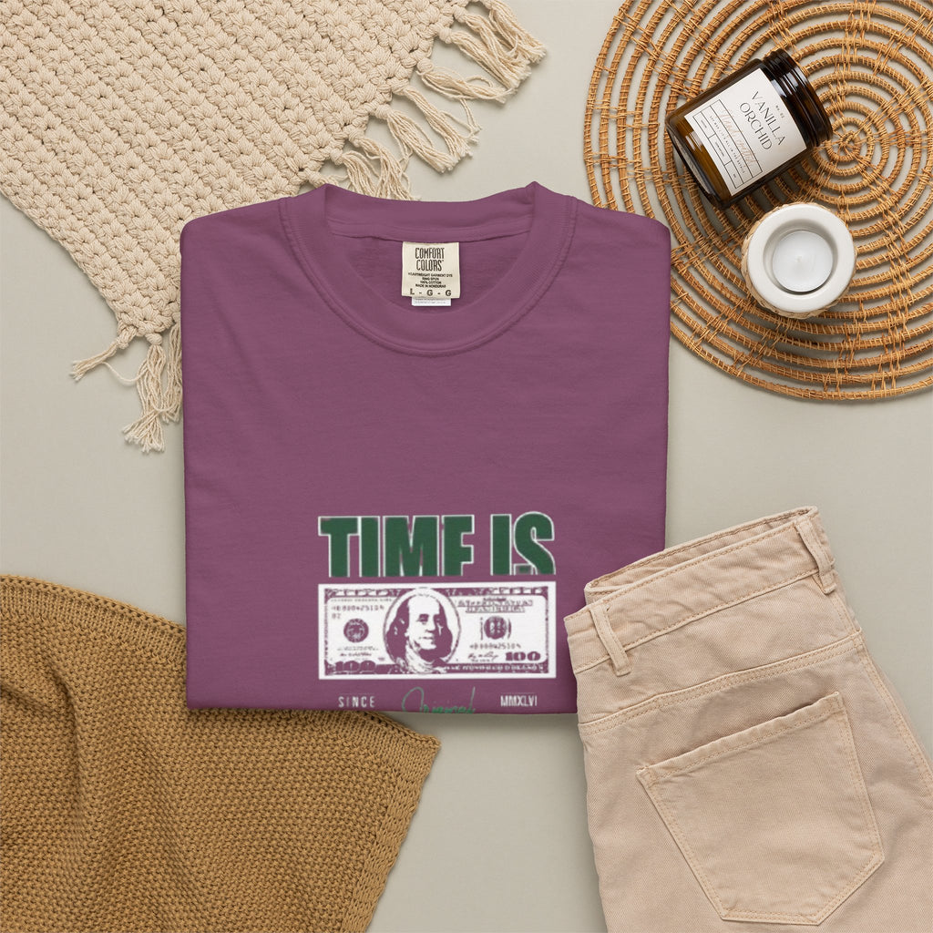 Money Vibe T-Shirt — "TIME IS" Graphic Dollar Bill Tee