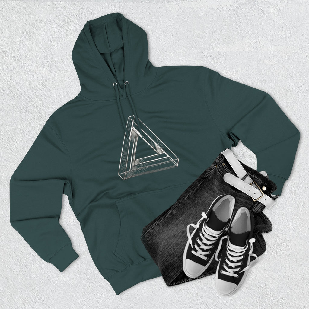Minimal Geometric Triangle Hoodie — Three-Panel Illusion Design