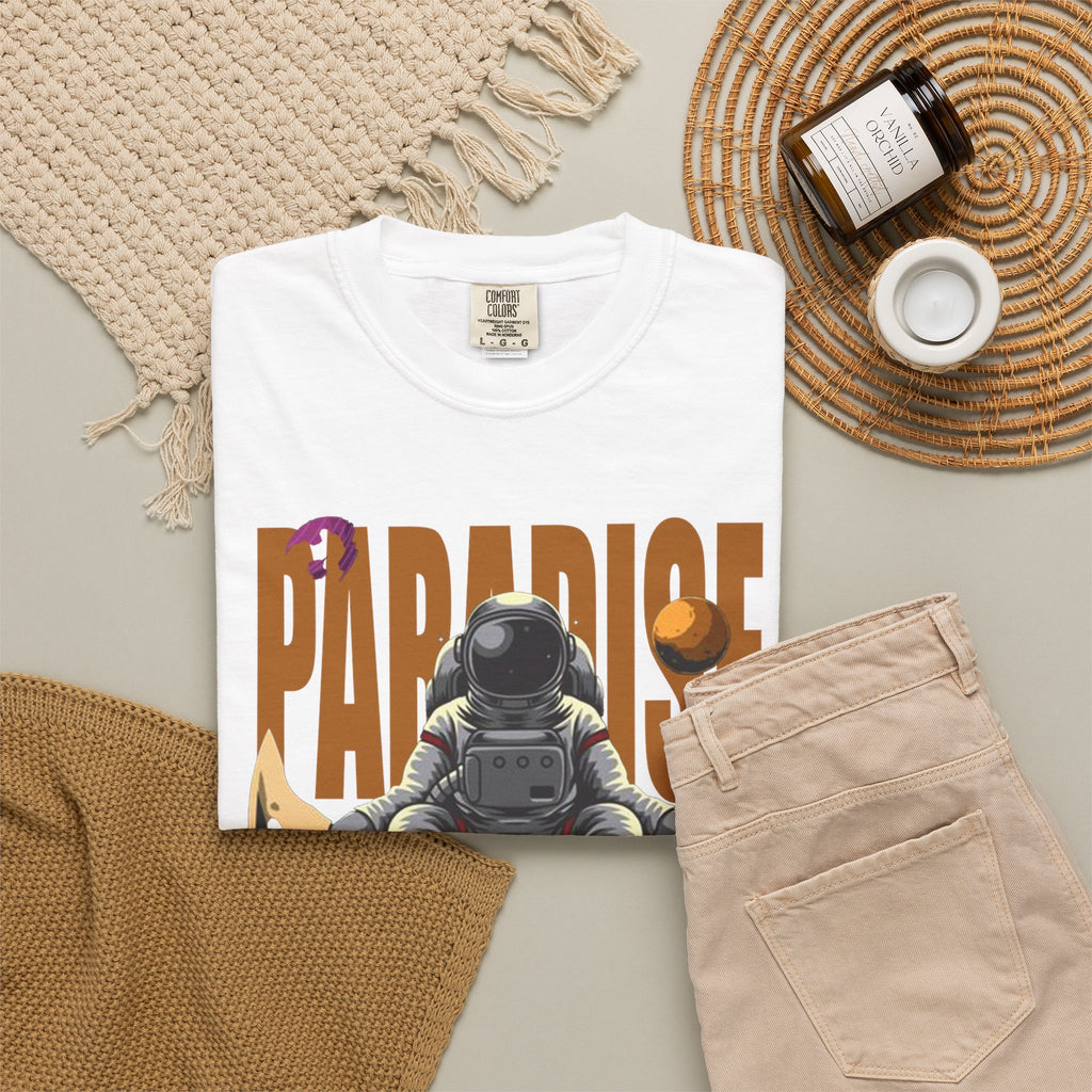 T-Shirt — 'Paradise: Never Get Tired of Getting Lost' Astronaut Graphic Tee