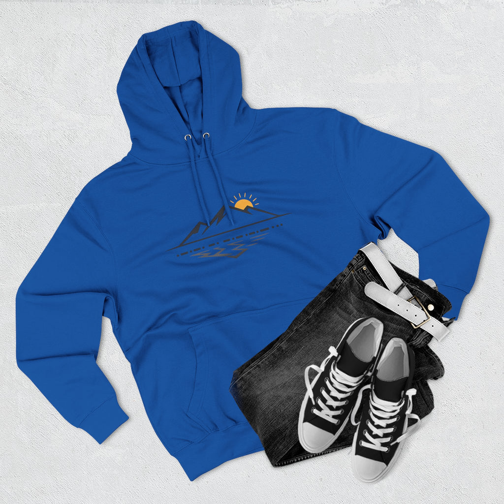 Mountain Sunrise Hoodie — Minimal Outdoor Graphic Pullover