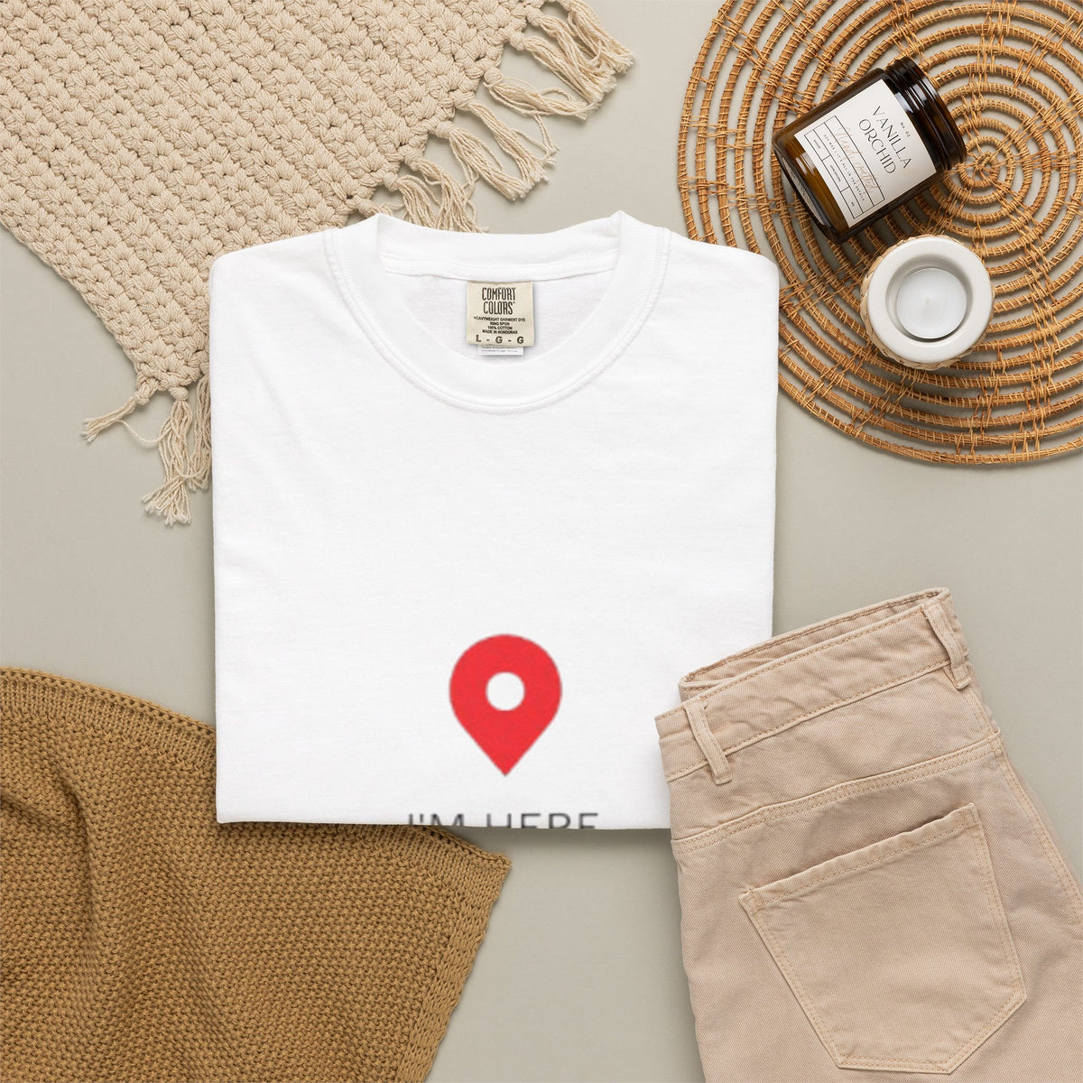 I’m Here T‑Shirt — Location Pin Graphic Tee