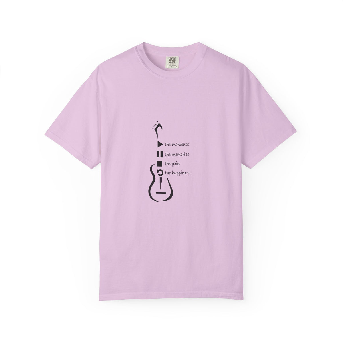 Guitar Silhouette Tee — "Our Moments, Our Memories, Our Music, Our Happiness"