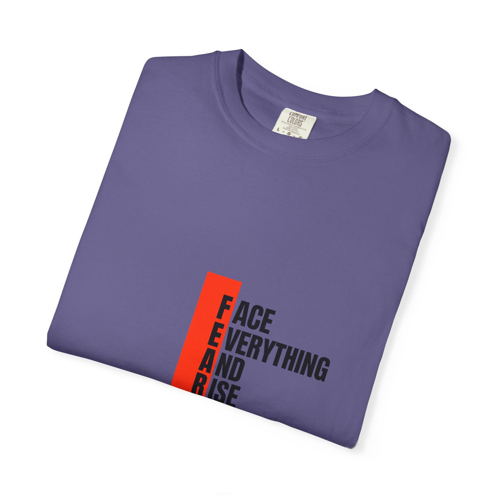 Motivational T-Shirt — "FEAR: Face Everything And Rise" Bold Red Accent