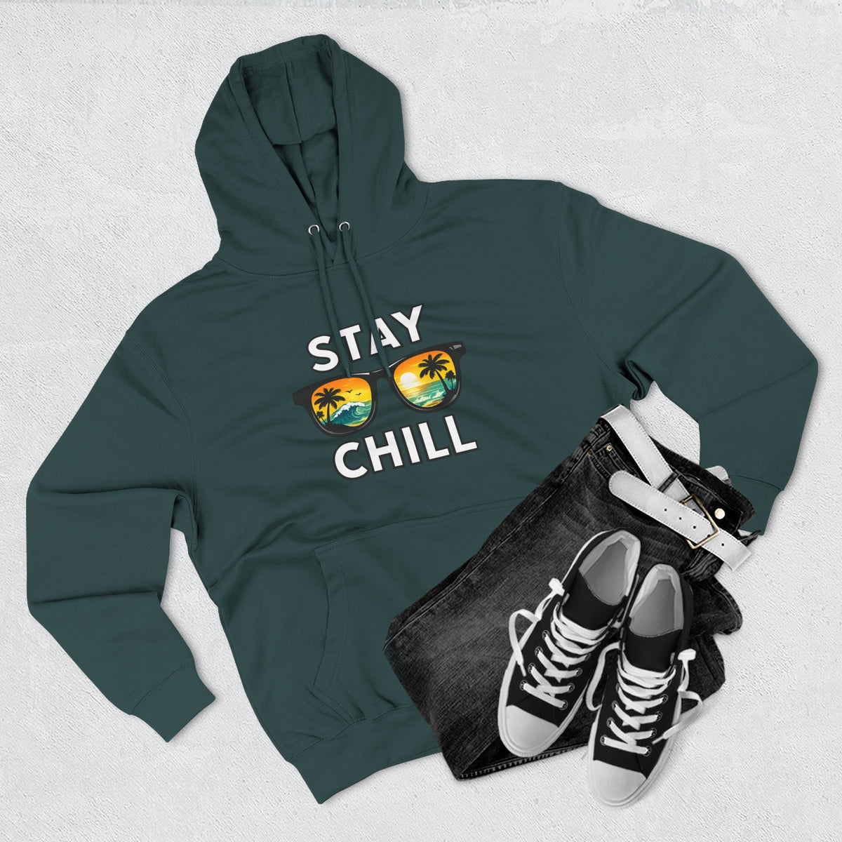 Stay Chill Sunglasses Hoodie — Casual Beach Vibe Pullover