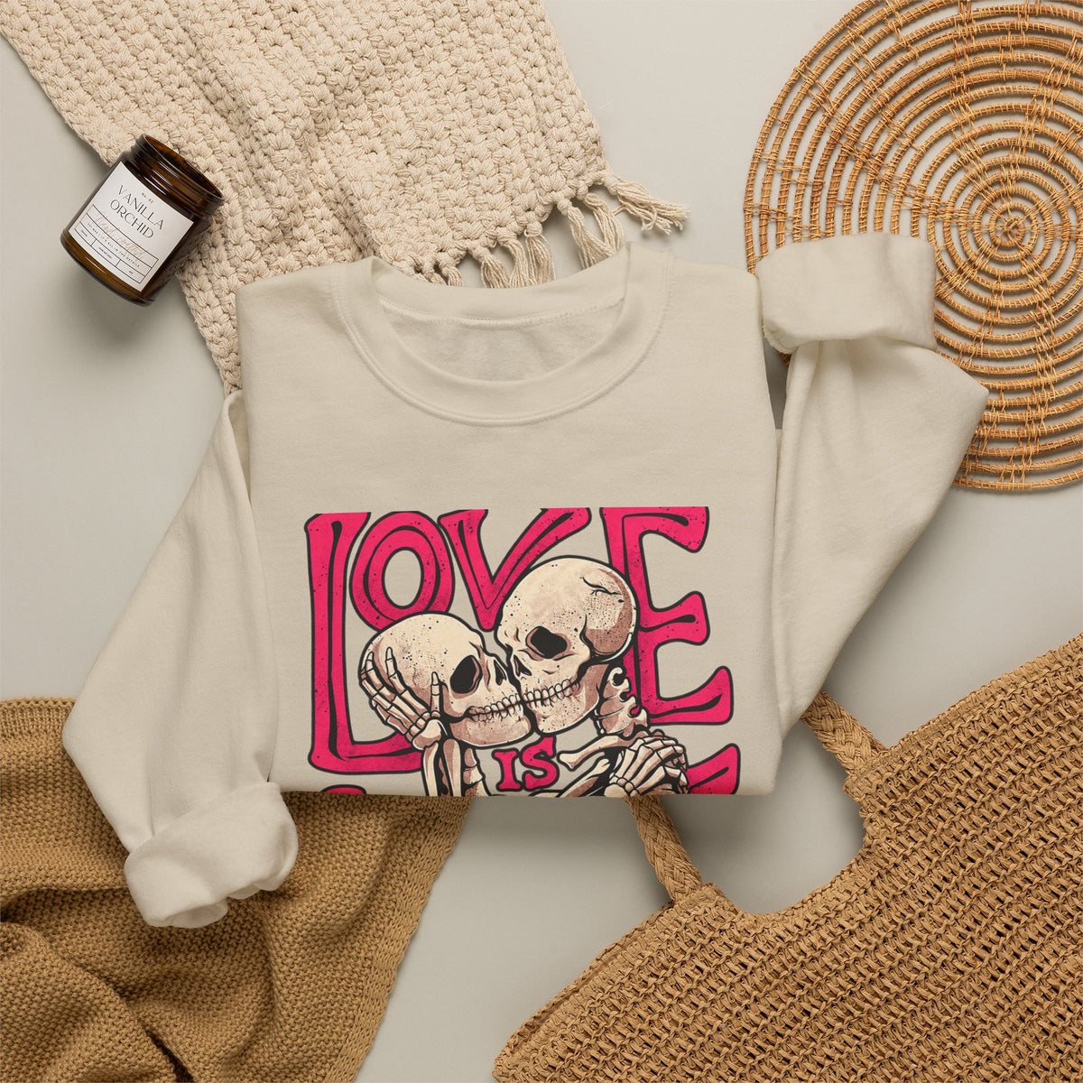 Skeleton Couple 'Love Is Love' Crewneck Sweatshirt