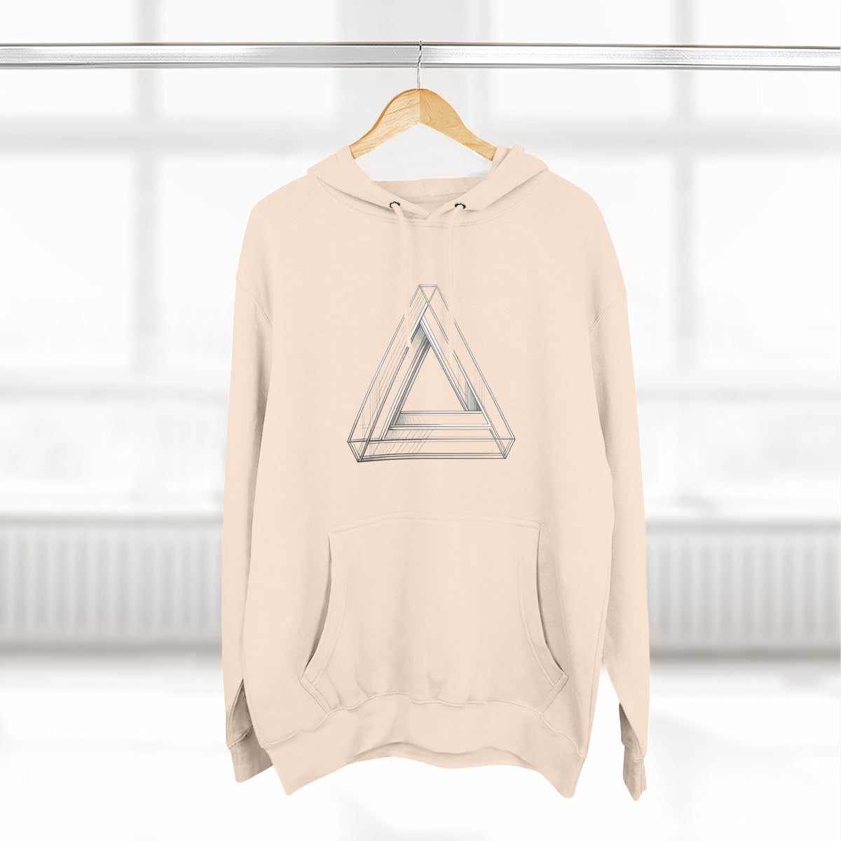 Minimal Geometric Triangle Hoodie — Three-Panel Illusion Design