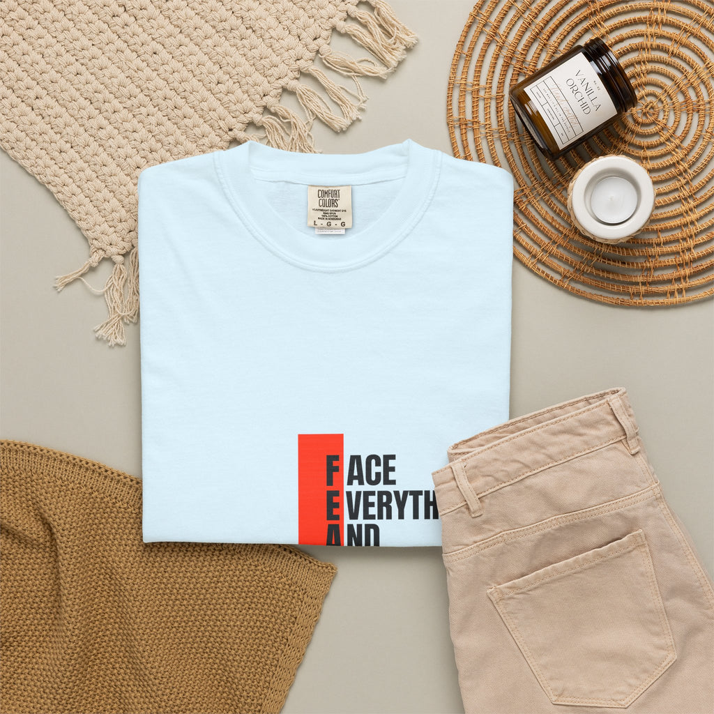 Motivational T-Shirt — "FEAR: Face Everything And Rise" Bold Red Accent