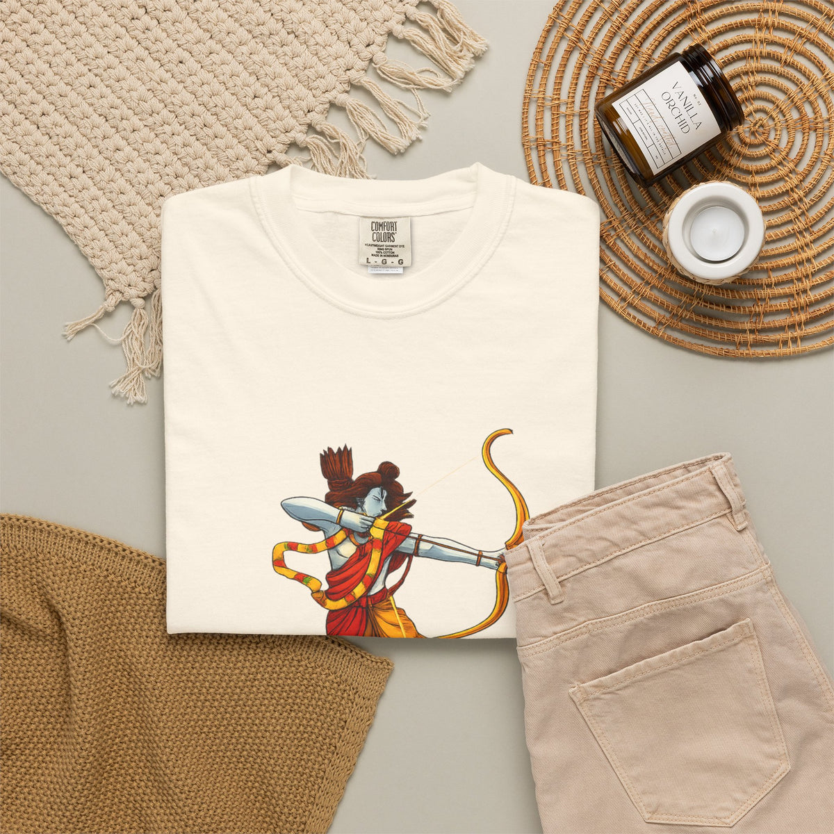 Ram Archer T-Shirt with ‘Jai Shri Ram’ Hindi Script — Hindu Festival & Devotional Tee