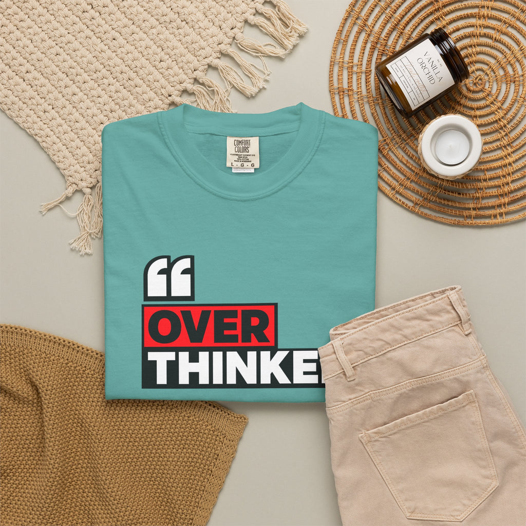 Overthinker Graphic T-Shirt — Bold Red & Black Text Tee