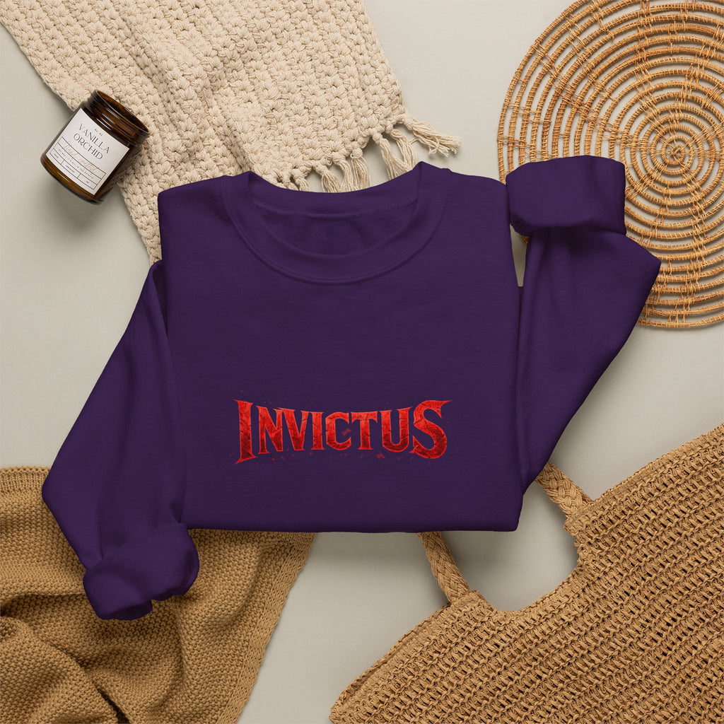 Invictus Crewneck Sweatshirt — Bold Red Script Pullover