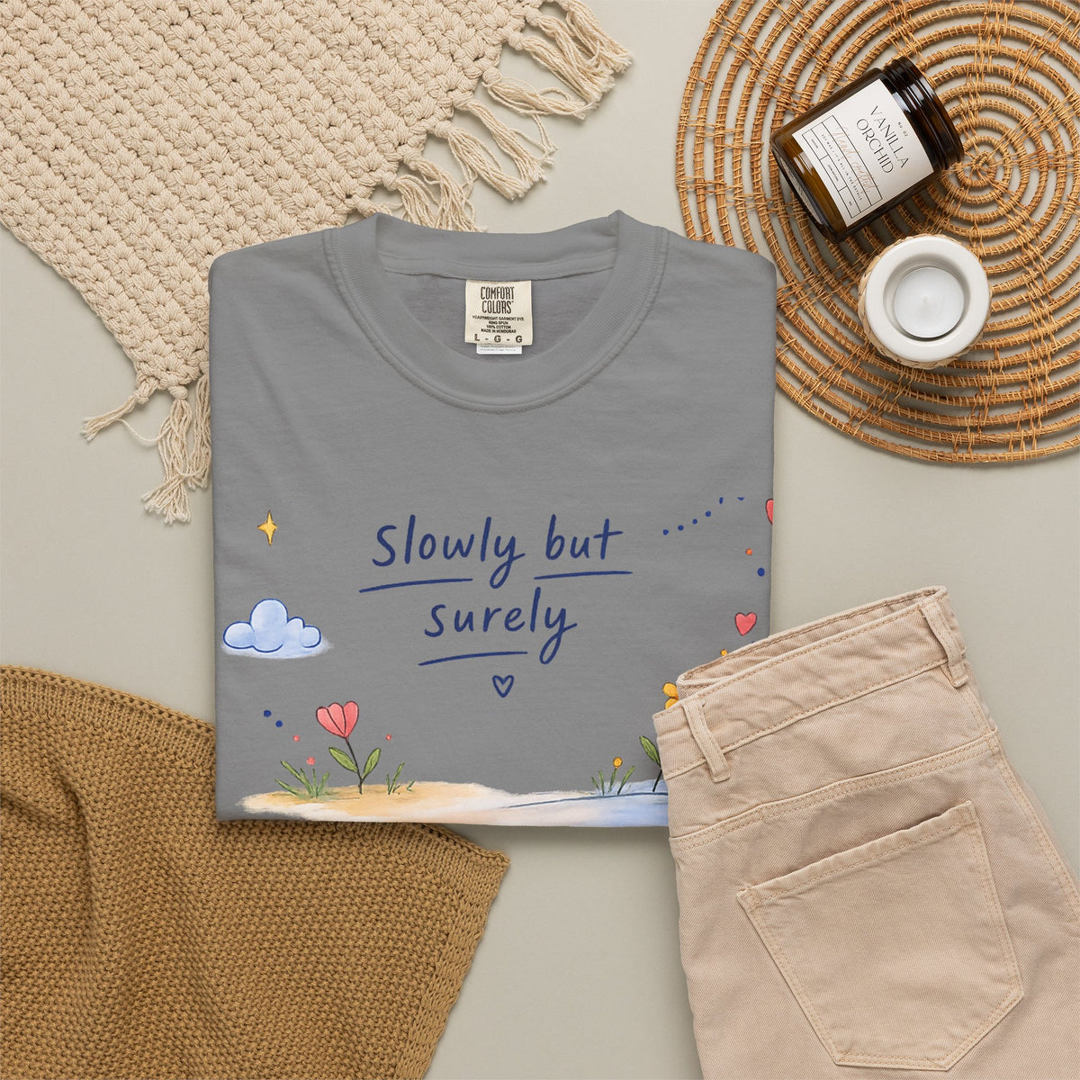 T-Shirt — "Slowly but Surely" Cute Doodle Graphic Tee