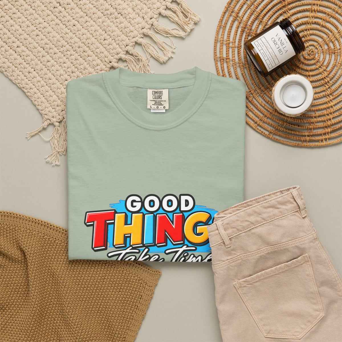 T-Shirt — "Good Things Take Time" Retro Graphic Tee