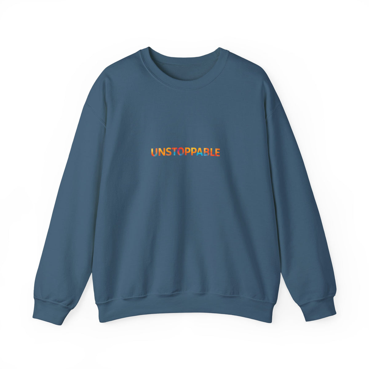Unstoppable Crewneck Sweatshirt — Inspirational Rainbow Text Pullover
