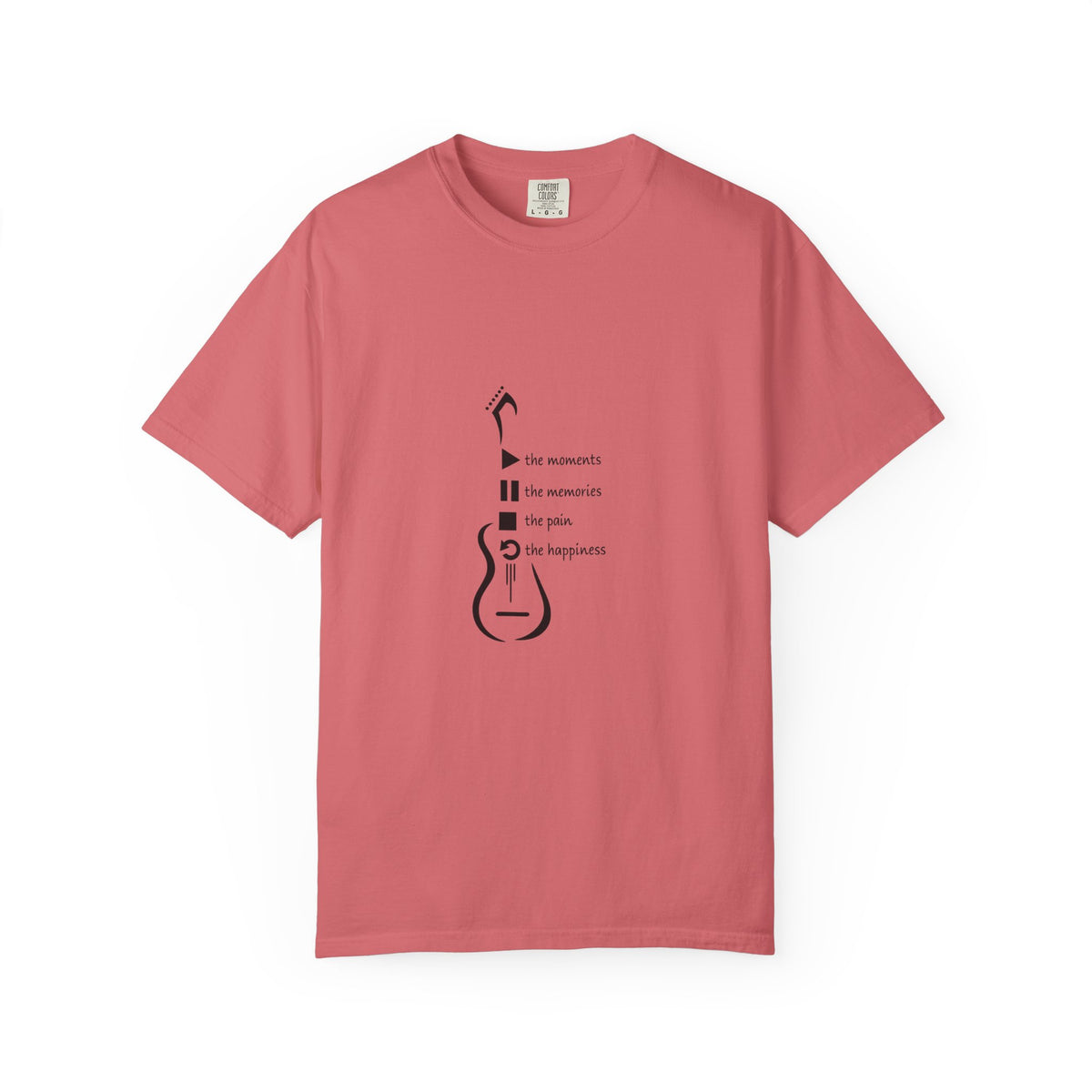 Guitar Silhouette Tee — "Our Moments, Our Memories, Our Music, Our Happiness"