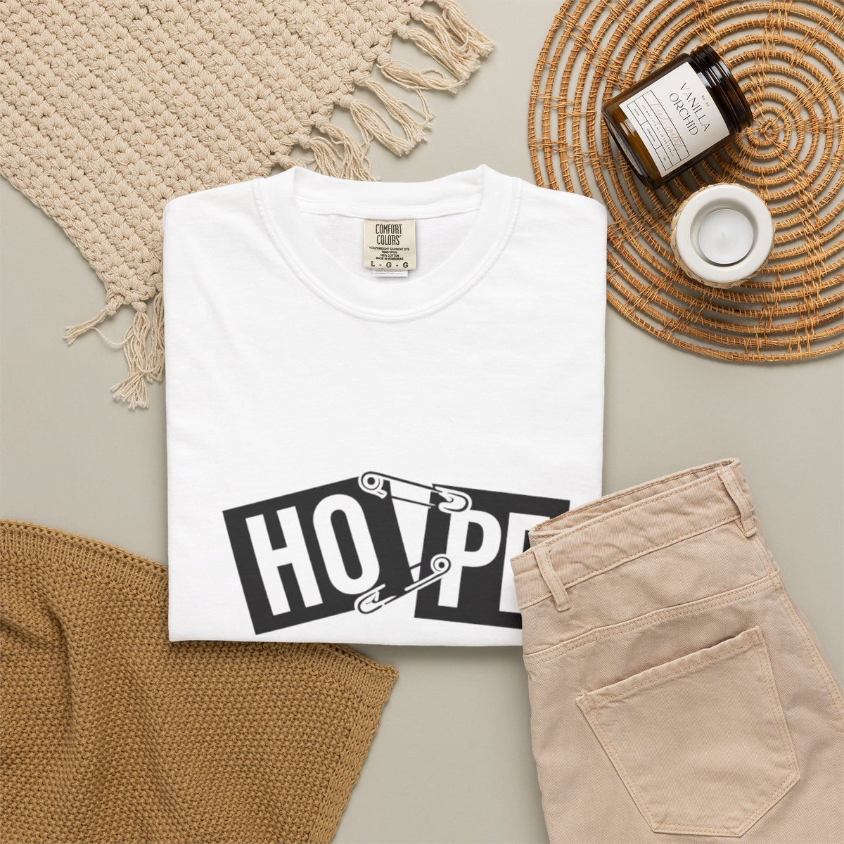 Hope Safety Pin T-Shirt — Graphic 'HOPE' Design