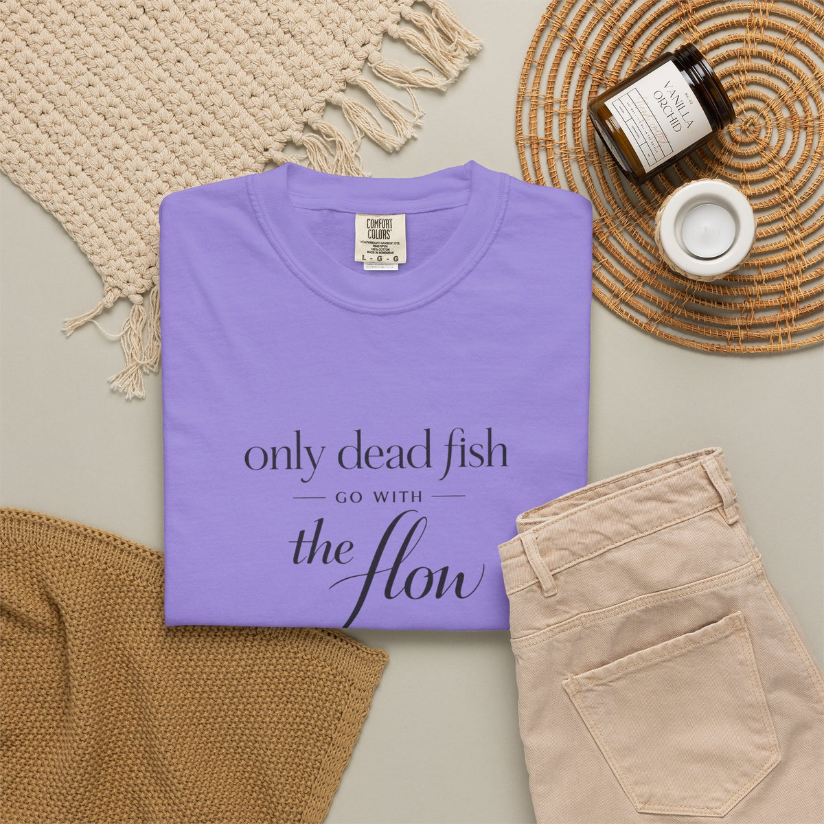 'Only Dead Fish Go With the Flow' Graphic T-Shirt