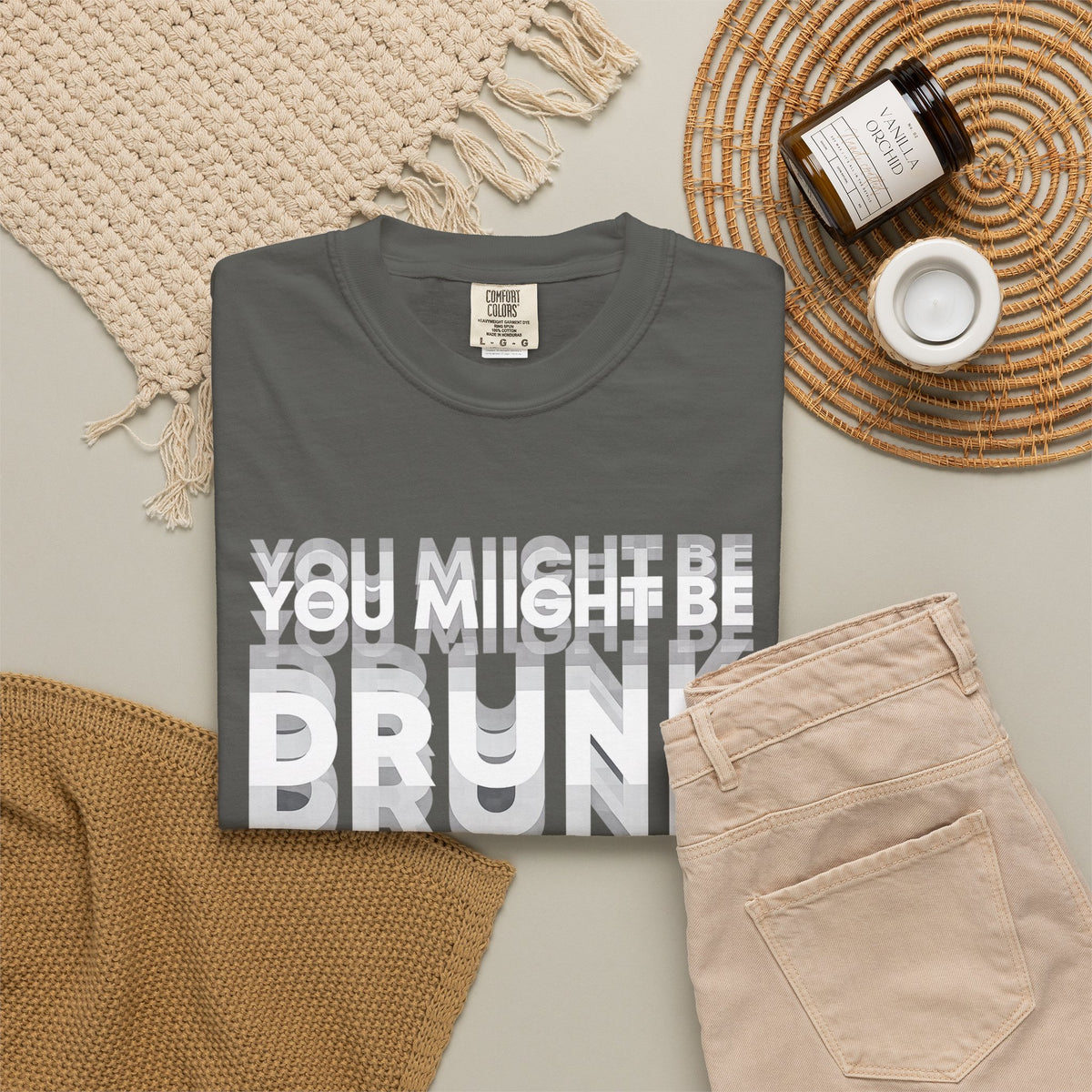 T-Shirt — "You Might Be Drunk" Distressed Text Graphic Tee