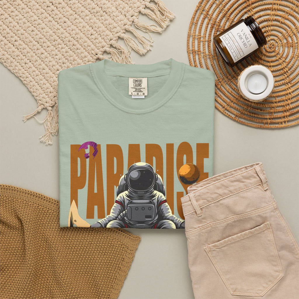 T-Shirt — 'Paradise: Never Get Tired of Getting Lost' Astronaut Graphic Tee
