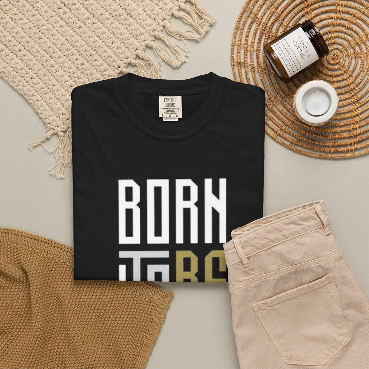 T-Shirt — "Born To Be Untile" Bold Vertical Typography Tee