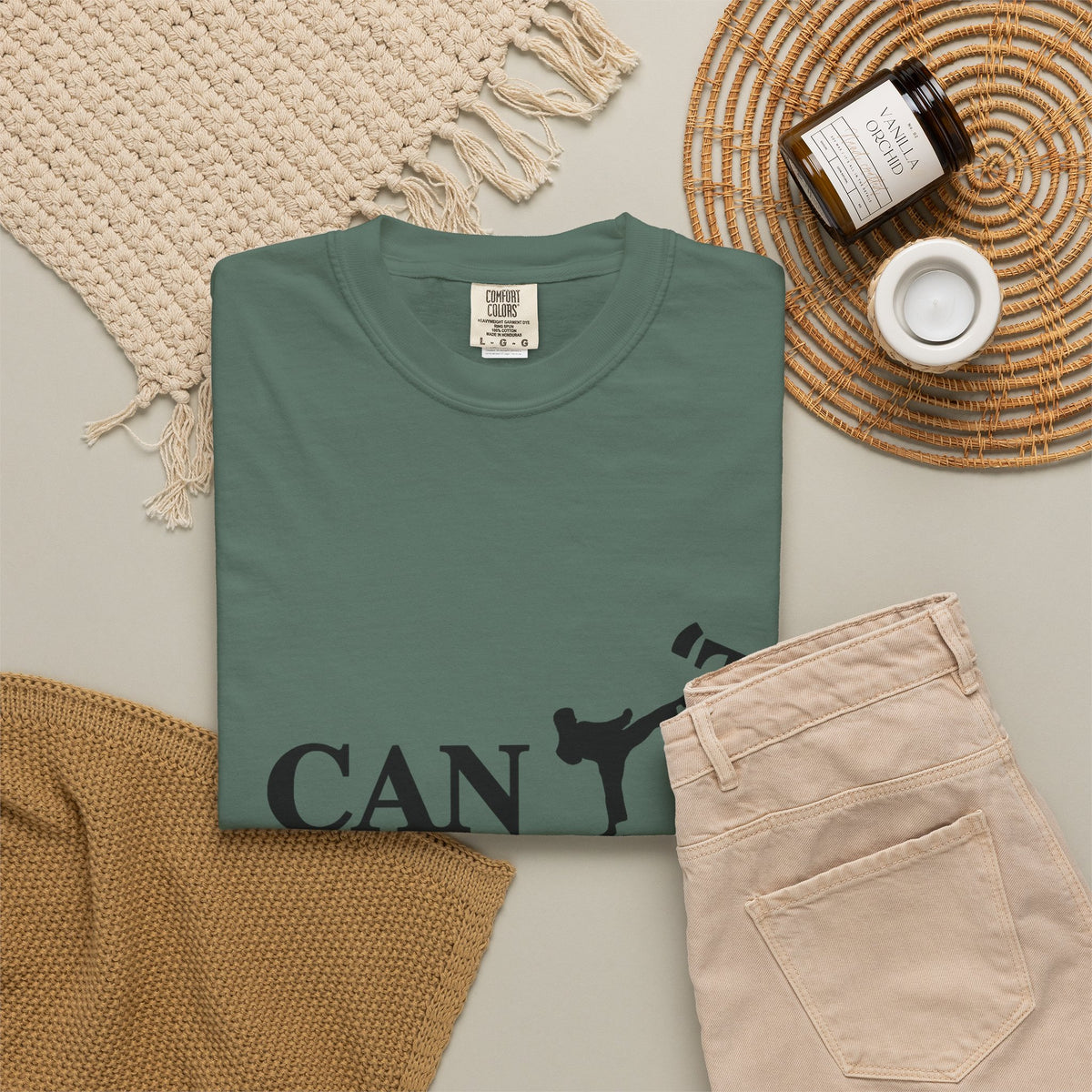 T-Shirt — 'CAN'T' Motivational Graphic Tee (Silhouette Kicking Apostrophe)