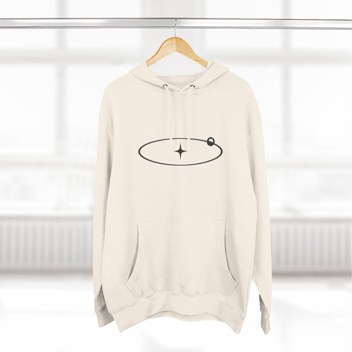 Minimal Orbit Hoodie — Simple Space Graphic Pullover