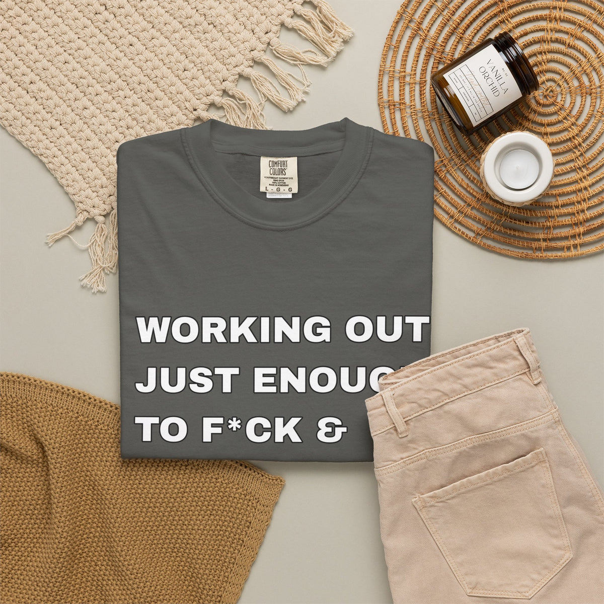 GYM T-Shirt — "Working Out Just Enough to F*ck & Fight" Motivational Sarcastic Tee