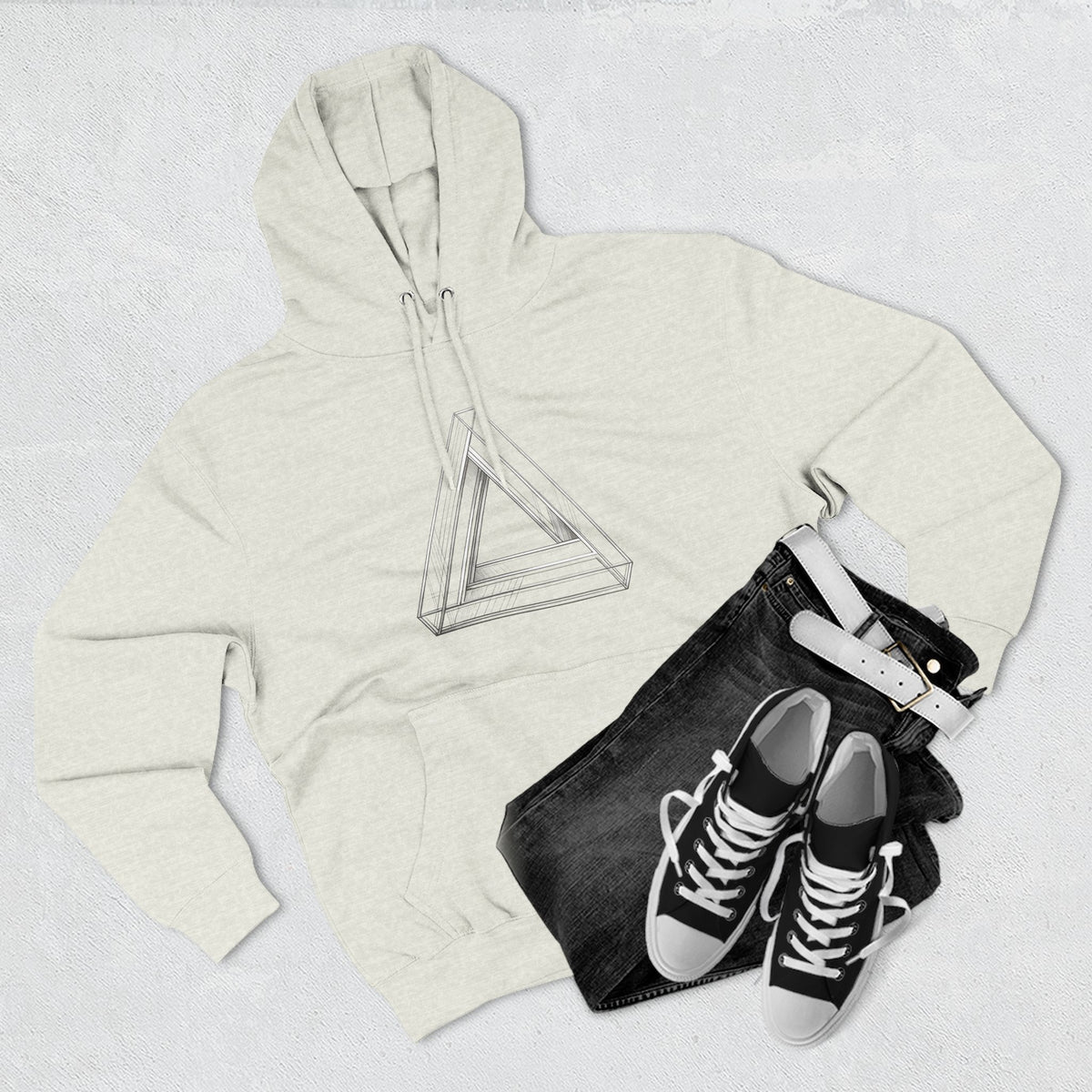 Minimal Geometric Triangle Hoodie — Three-Panel Illusion Design