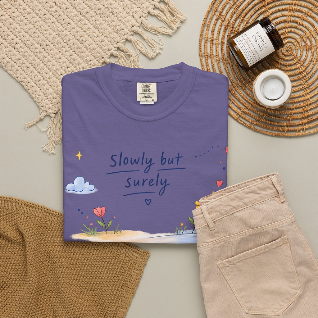 T-Shirt — "Slowly but Surely" Cute Doodle Graphic Tee