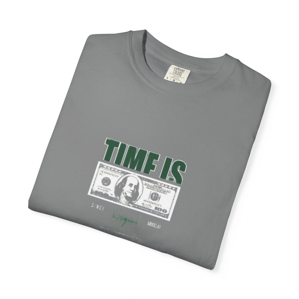 Money Vibe T-Shirt — "TIME IS" Graphic Dollar Bill Tee