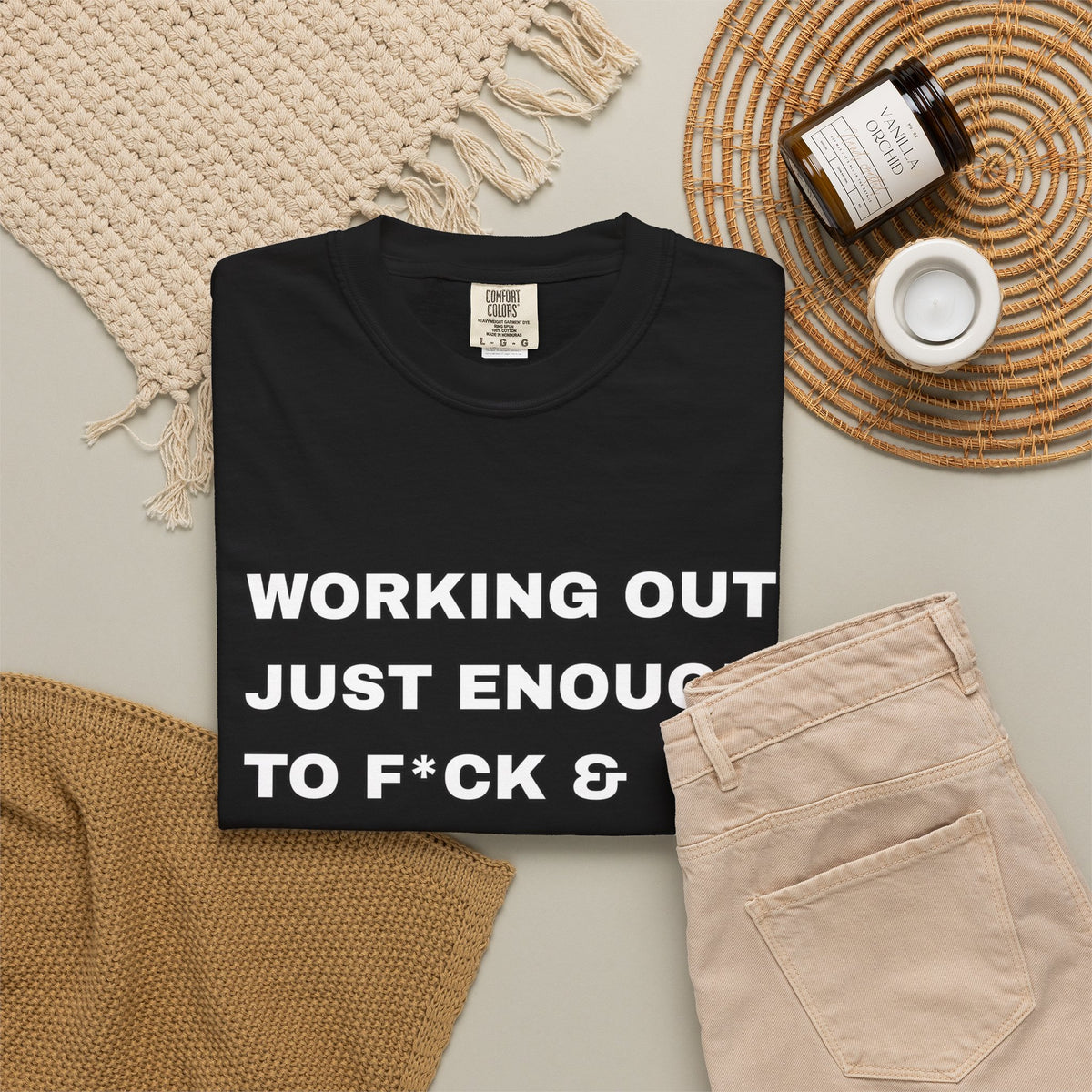 GYM T-Shirt — "Working Out Just Enough to F*ck & Fight" Motivational Sarcastic Tee