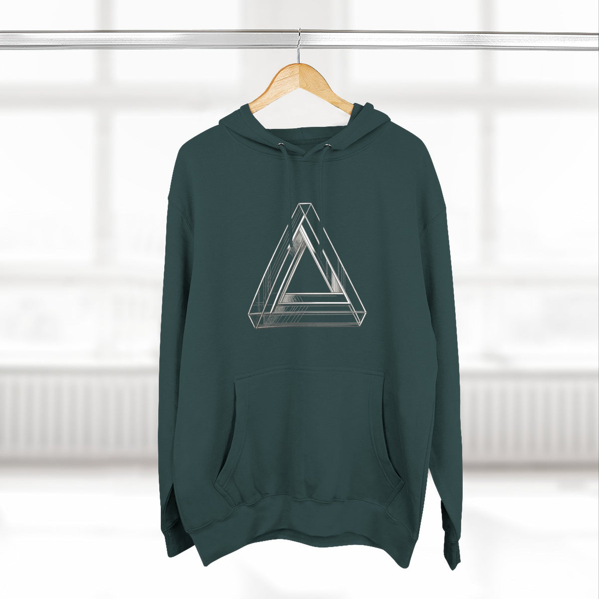 Minimal Geometric Triangle Hoodie — Three-Panel Illusion Design