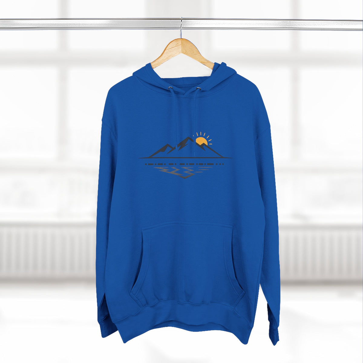 Mountain Sunrise Hoodie — Minimal Outdoor Graphic Pullover