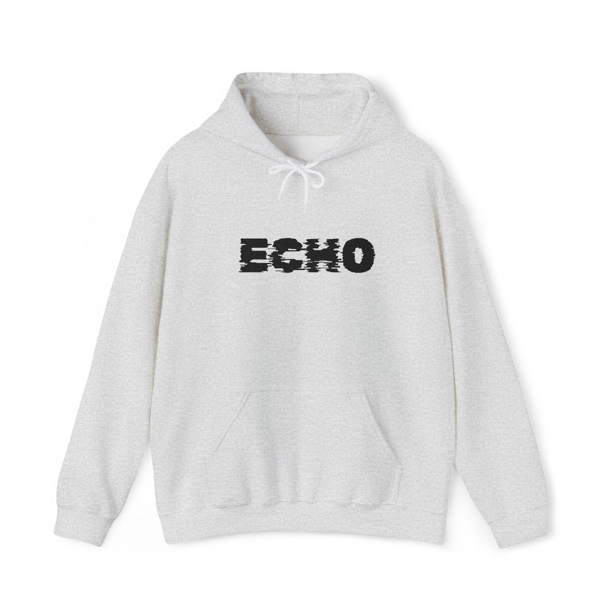 Echo Distressed Logo Hoodie — Retro Grunge Streetwear Pullover